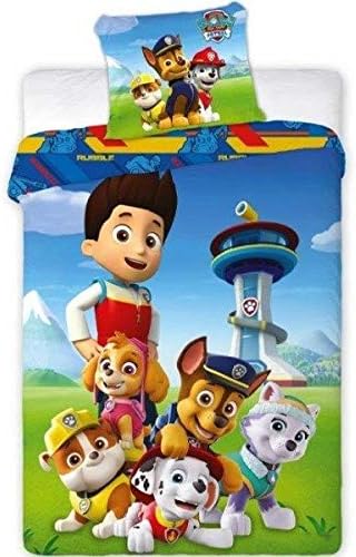 Paw Patrol - Juego de cama (100 x 135 cm, 40 x 60 cm, 100% algodón)