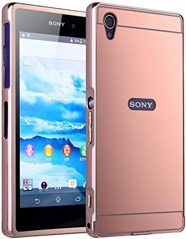 Rejected all traditions For Sony Xperia Z1 Case,Luxury Plating Rose Gold Mirror Effect Hard PC Back Cover Ultra-thin Aluminum Metal Bumper Frame Protective Acrylic Case