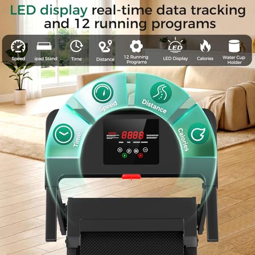 Walking Pad Treadmill, Foldable Small Treadmill for Home Office, 3.0 HP Brushless Motor with LED Display, 300 LBS Capacity, Quiet Capacity Compact Quiet Desk Treadmill