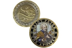 Aizics Mint St Peter Coin, Saint Peter the Pope Catholic Challenge Coin, Religious Coin Collectibles, Bronze Iron Plated 38mm x 2mm