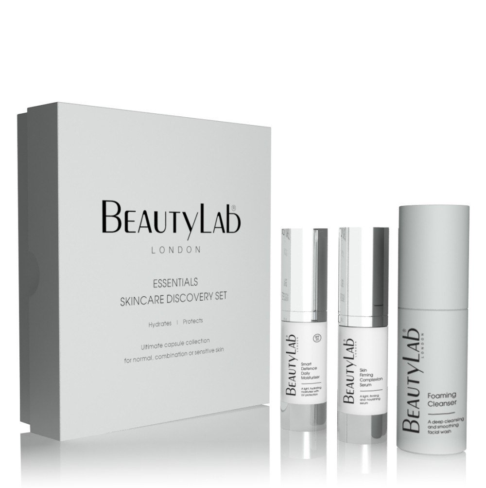 BEAUTYLAB Essentials Skincare Discovery Set, Foaming Cleanser, Face Serum, & Daily Moisturiser SPF20, Suitable for All Skin Types