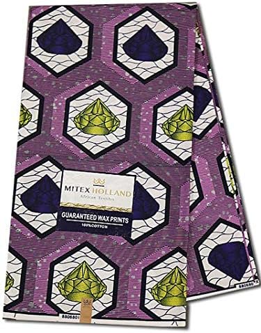 Mitex Holland 6 YARDS PRINT COTTON FABRICS FOR CRAFT AND DRESSES SKIRTS SHIRTS MAKING ALSO KNOW AS AFRICAN FABRICS KITENGE PAGNES PER 6 YARD