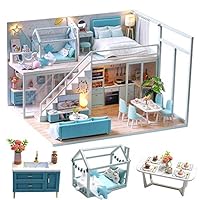 CUTEBEE Dollhouse Miniature with Furniture, DIY Dollhouse Kit Plus Dust Proof and Music Movement, 1:24 Scale Creative Room Idea(Poetic Life)