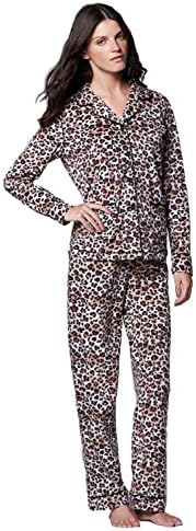 Simply Vera Vera Wang Women's Microfleece Pajama Set (Medium AV/REG, Natural Animal)
