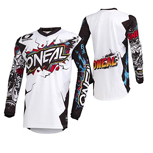 ONeal | Motocross Jersey | Enduro Motorcycle | Fit for Maximum Range of Movement, Stitched Elbow Protection, Breathable | Element Villain Jersey | Adult | White | Size L