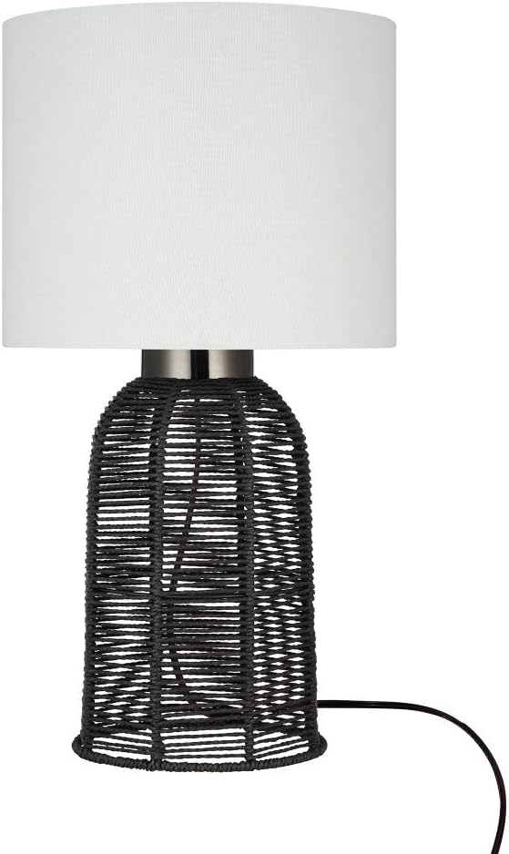 black rattan table lamp