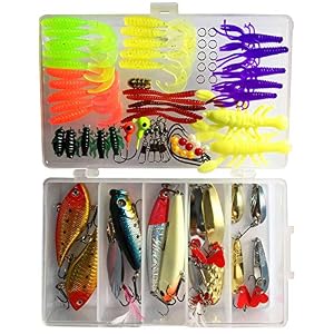 Xgeek 250pcs Comprenant Des Appâts Durs Appâts De Pêcheminnow Popper Crankbaits Flottants Appâts Souples Cuillère à Vis En Plastique Souple Autres Appâts Mélangés à L’eau Salée Avec Boîte D’appâts