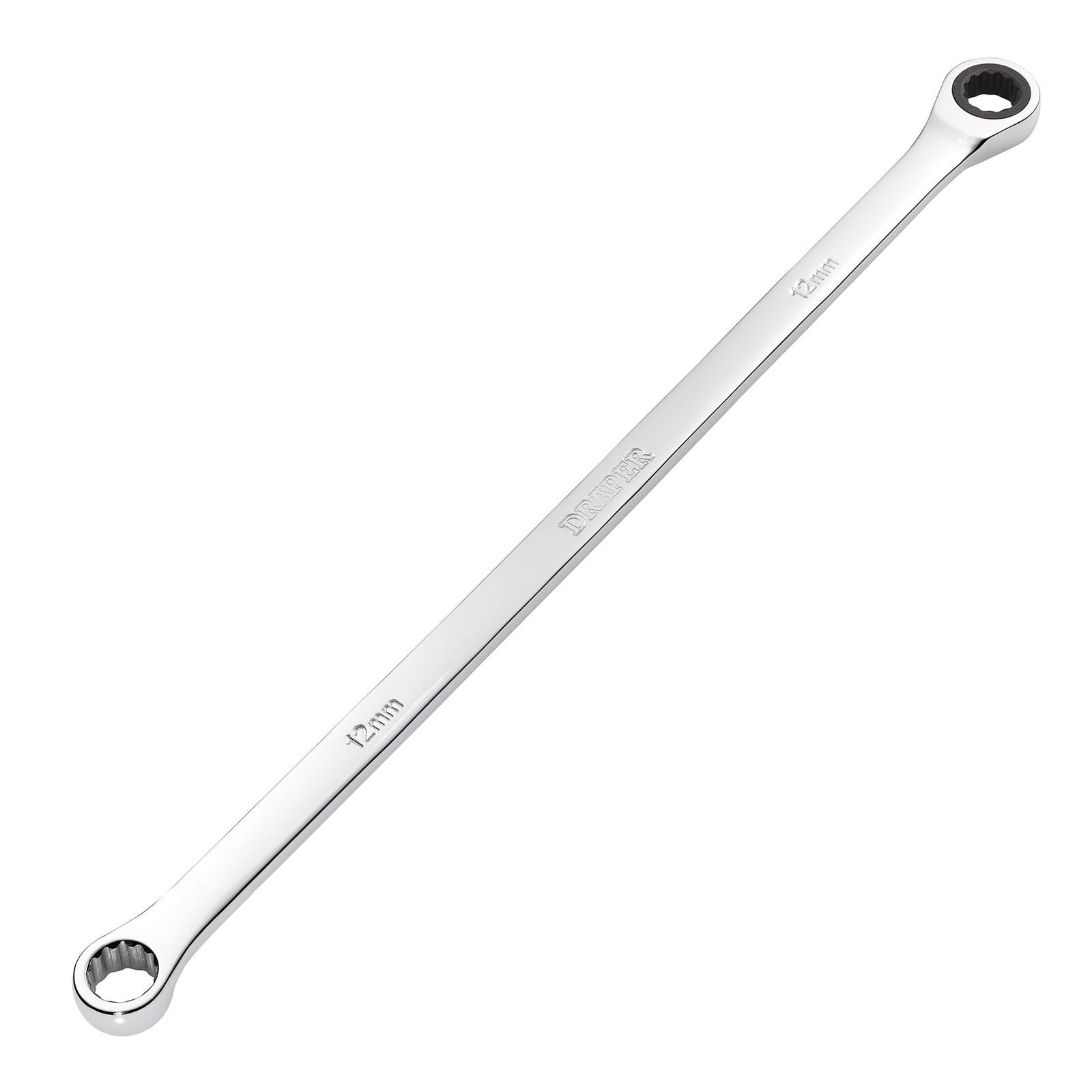 Draper 27767 HI-TORQ Metric Extra-Long Double Ring Ratchet Spanner, 12mm