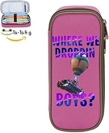 3D Printed ForNite Where We Droppin' Boys Multicolor Pen Bag,Pencil case Teens Pen Container,Double Zipper Student Stationery Girl's Durable Large Volume Bag of Makeup Bag