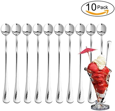 FORHOMER Long Handle Iced Tea Spoon, Coffee Spoon, Ice Cream Spoon, Stainless Steel Cocktail Stirring Spoons, Mixing spoon Set of 10