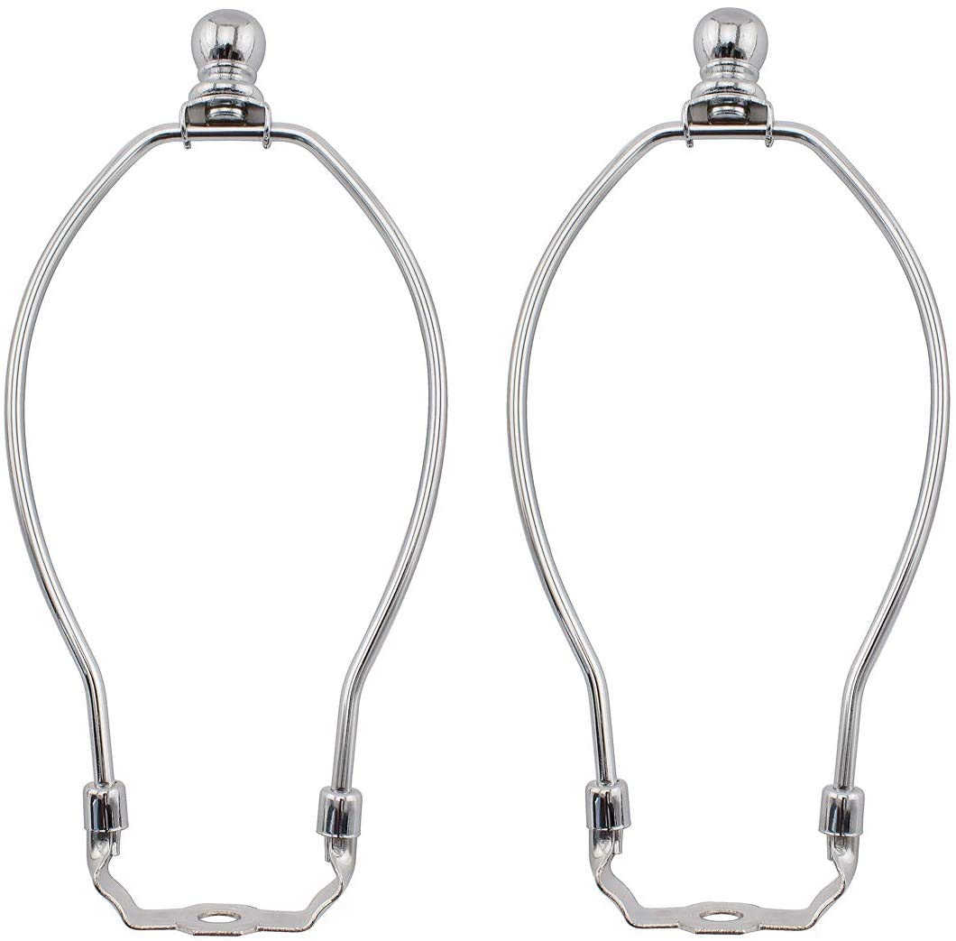 Photo 1 of 12 Inch Lamp Shade Harp Holder, OZXNO 2-Pack Horn Frame Lamp Shade Bracket with Light Base and Ball Lamp Finial DIY Lighting Replacement Accessories for Table/Floor Lamps (Sliver)