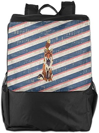 SHUAIS Retro Red Fox & Owl School Travel Laptop Shoulders Backpack Bag