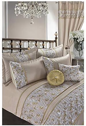 Voice 7 Soft Elegant Design Sequin Embroidery Bedding Bedroom Collections UK Sizes (Elena, Double Duvet Cover + 2 Pillow Cases)