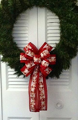Red Burlap Snowflake Wreath Bow