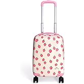 Itzy Ritzy Toddler Suitcase with Adjustable Handle, 360-Degree Spinner Wheels, 2 Interior Compartments and Hard Shell Design; Perfect Kids Luggage with Wheels for Ages 3 and Up (Strawberry)