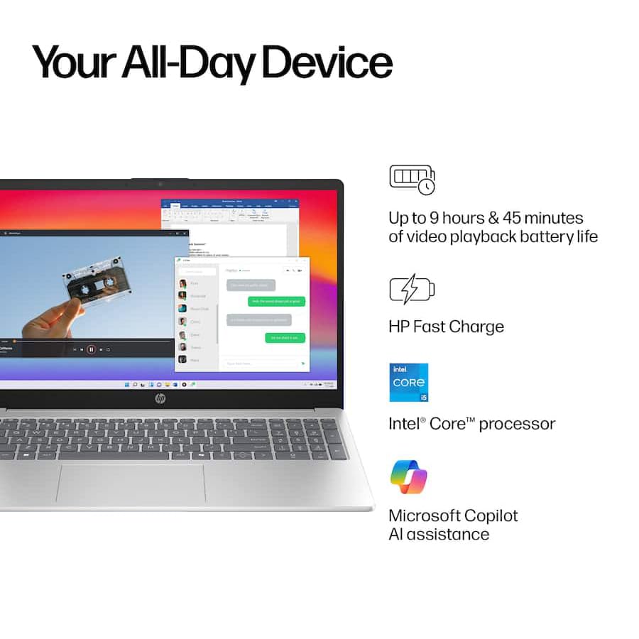 Laptop HP con pantalla táctil, 15.6" FHD Intel Core i5-1334U (hasta 4.6GHz) 16GB RAM 512GB SSD, Win 11 Pro Anti-Glare Windows AI Microsoft Copilot WiFi6 con accesorio GM para negocios y estudio