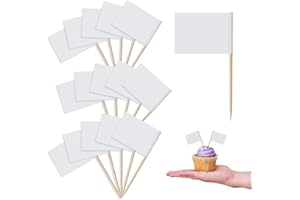 200pcs Kraft Toothpick Flags, White Mini Food Labels Flags for Party Food, Cupcake Decoration, Cheese Label, Fruit Salad