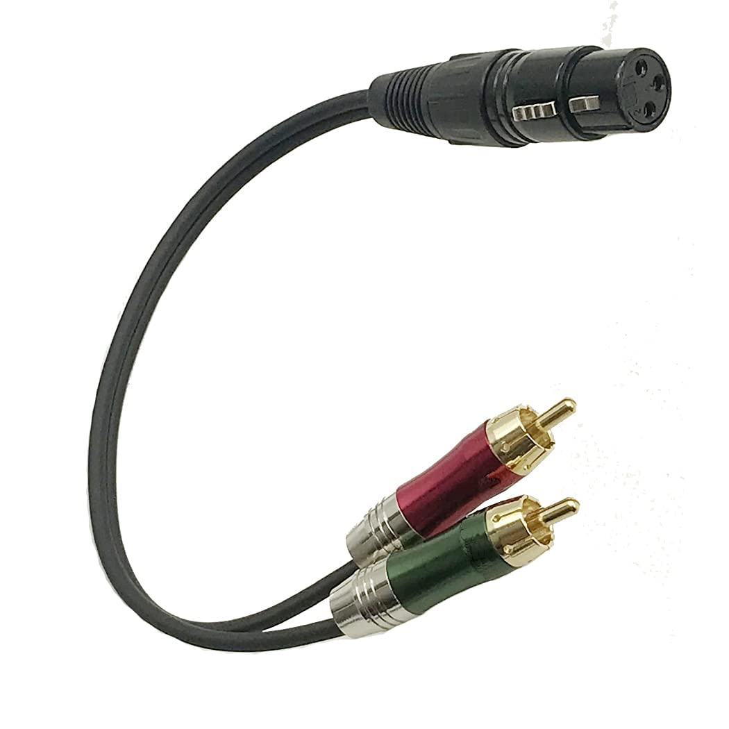 LiKuCo 1FT Unbalanced XLR Female to Dual RCA Y Splitter Breakout Cable, 1 XLR Female to 2 RCA Male Y Breakout Cable Adapter Cord