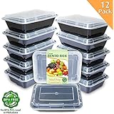 Enther Meal Prep Containers [12 Pack] Single 1 Compartment with Lids, Food Storage Bento Box | BPA Free | Stackable | Reusable Lunch Boxes, Microwave/Dishwasher/Freezer Safe,Portion Control (28 oz)