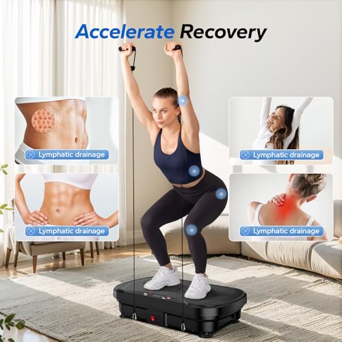 MERACH Vibration Plate Exercise Machine, Vibration Plate Lymphatic Drainage, Vibrating Plate Exercise Machine with Bluetooth and LED Display, Workout Equipment for Women Men Home