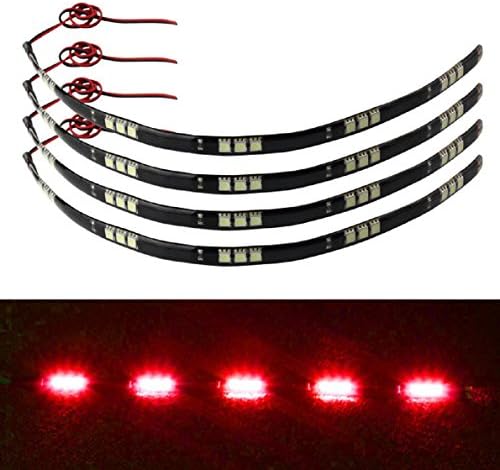 Fullkang 4x 30cm 5050 15 LED Car Trucks Flexible Waterproof Light Strips Red