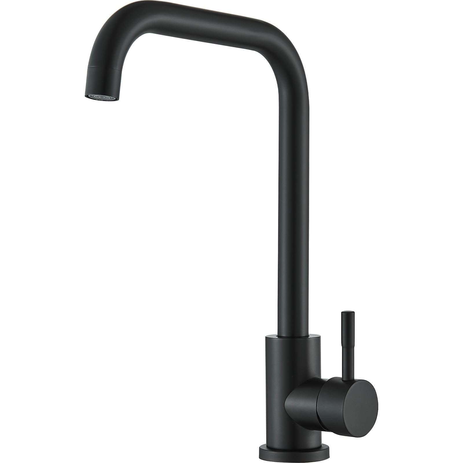 Hevenaov Kitchen Tap Kitchen Sink Taps Mixer Black with 360° Swivel Spout, Single Lever Kitchen Mixer Taps 1 Hole Stainless Steel