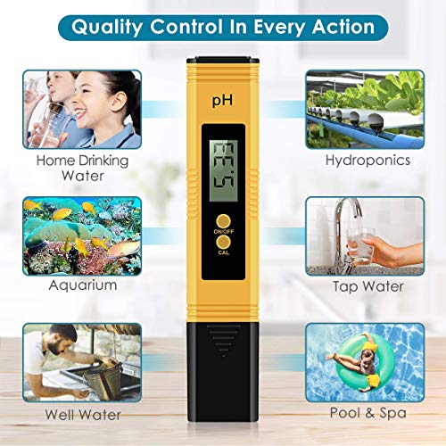 VEROSKY Digital PH Meter, PH Meter 0.01 PH High Accuracy Water Quality Tester with 0-14 PH Measurement Range for Household Drinking, Pool and Aquarium Water PH Tester Design with ATC