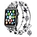 TOMAZON Bracelet Band Compatible for Apple Watch 42mm 44mm 45mm Series SE 7 6 5 4 3 2 1, Fashion Handmade Elastic Stretch Pearl Beads iWatch Wristbands for Women, Grey