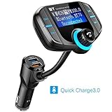 Bluetooth FM Transmitter for Car, DYTesa Wireless In-Car FM Transmitter Radio Adapter Car Kit with AUX Input/Output,1.7 Inch Display,Quick Charge（QC） 3.0 and Smart 2.4A Dual USB Ports, TF Card (BT70)