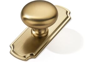 khtumeware 2 Pack 1-1/4 inch Backplate for Cabinet Knobs Brushed Brass Drawer Knobs Satin Gold Cabinet Hardware Vintage Knobs with Backplate