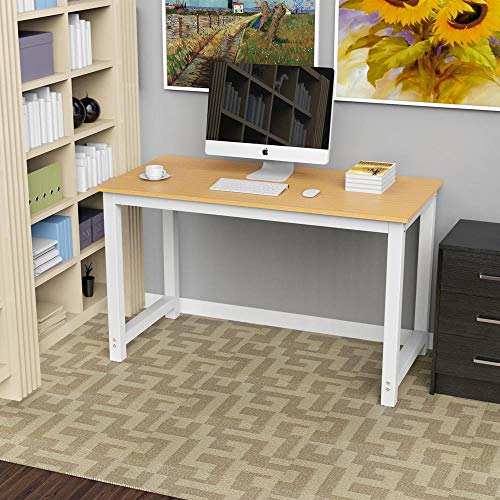 Yaheetech 47'' Modern Simple Computer Desk, Simple PC Laptop Study Writing Table Gaming Computer Table Workstation for Home Office Brown