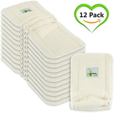 Naturally Natures 4 Layer Cloth Diaper - Inserts - With Gussetts Bamboo Reusable Liners For Cloth Diapers (Pack Of 12)