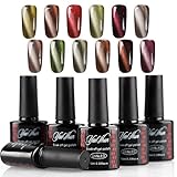 Yaoshun 12pcs Gel Nail Polish Magnetic Lacquer 3D Cat Eye Varnish Soak Off UV LED + Free Magnet Stick 10ML #000