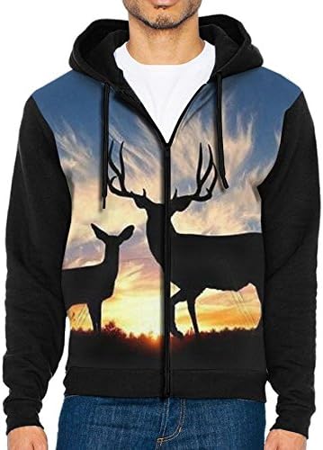 Men Beautiful Sky Red Deer Classicl Hat and Pockets Mens Zip Up Hoodie Sweatshirts