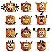 Unomor Halloween Pumpkin Decorating Craft Kit Stickers – Makes 24 Pumpkins (12 Designs with 2 Sizes & 30 Wood Sticks) Halloween Party Supplies Trick or Treat Party Favors