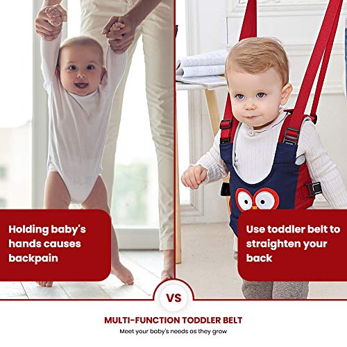 Baby Harness for Walking - Handheld Kids Walker Helper - Toddler Walking Assistant Belt - Infant Walking Wings - Child Learning Walk Support Assist Trainer Tool - for 7-24 Month Old (Blue)