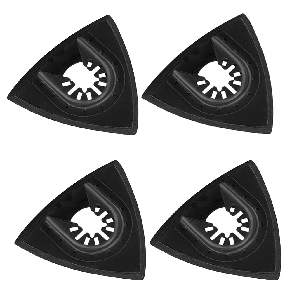 Universal Triangular Hook & Loop Oscillating Multitool Sanding Pads, Quick Release Wood Sanding Pads, 80mm/3.15 inch, Black, Pack of 4