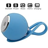 ETvalley Mini Portable Bluetooth Wireless Speaker, Blue Waterproof Speaker for Golf, Beach, Shower ,Outdoor and Home
