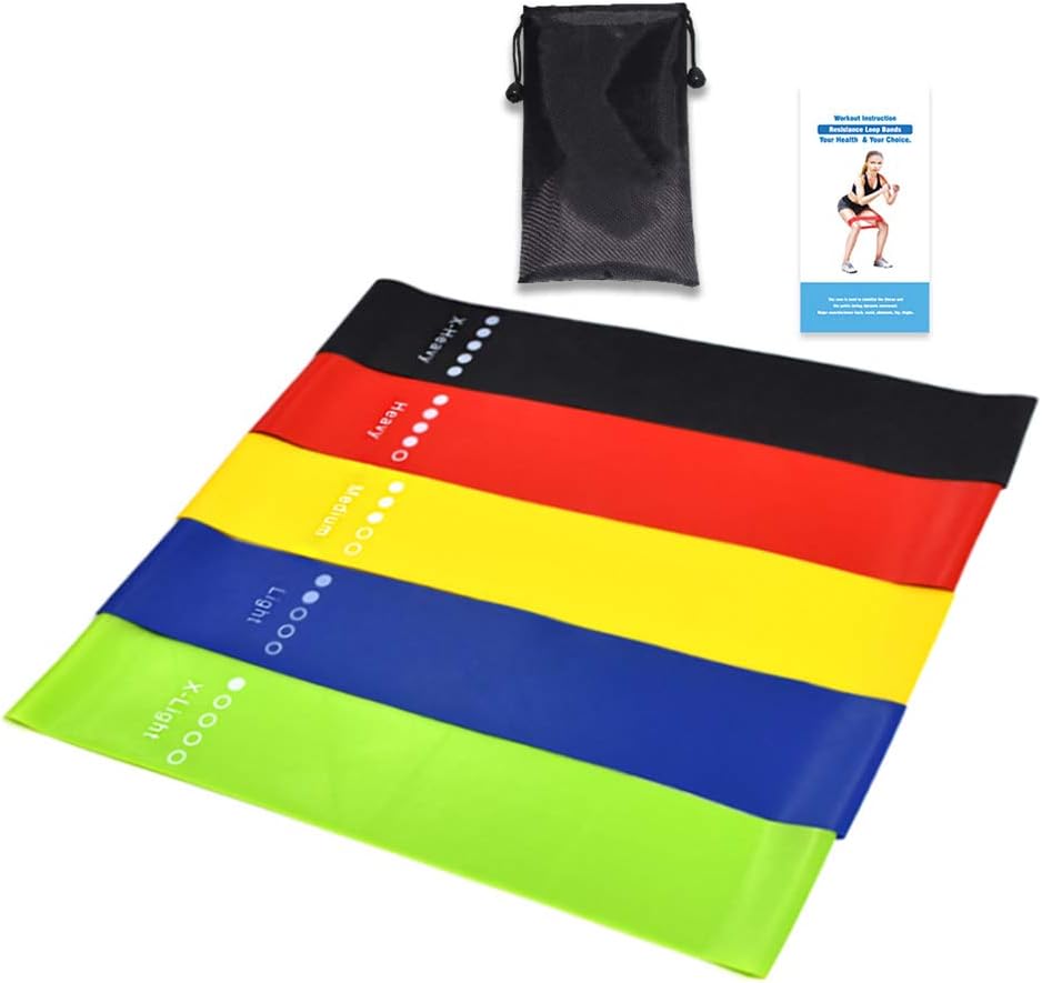 UHAoo 5pcs/set Workout Resistance Bands Loop Fitness elastic stretch strap elastic Yoga Leg Strength Flexibility Exercise Band Elastic Stretch Strap