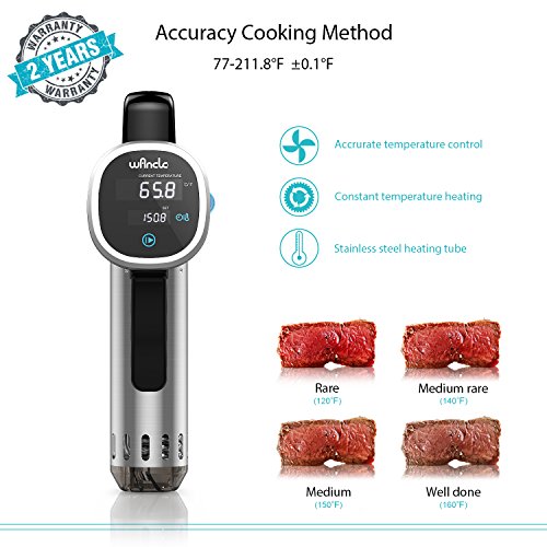 Sous Vide Cooker, Thermal Immersion Circulator, with Recipe E-Cookbook, Accurate Temperature Digital Timer, Ultra-quiet, 850 Watts, 120V, Stainless Steel/Black