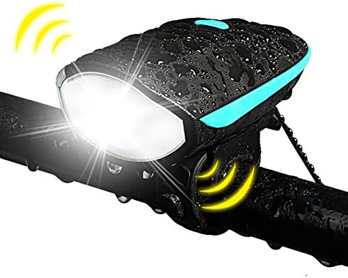 Bicycle Headlight With Super Loud Bike Horn 120 DB Bike Front Handlebar USB Rechargeable (Blue)