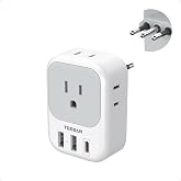 TESSAN Italy Travel Plug Adapter PD 20W, Type L Adapter for Travel | 4 Outlets, 3 USB Ports (1 USB-C), Italy Power Adaptor, US to Chile Rome Uruguay Milan Libya