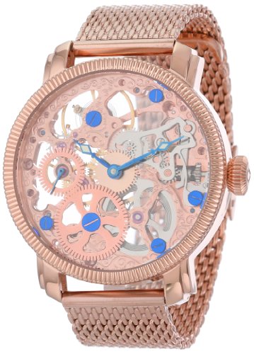 Akribos XXIV Men's AK526RG Bravura Stainless Mechanical Skeleton Mesh Bracelet Watch