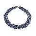 Bling Jewelry Blue Lapis Gemstone Chunky Chips Cluster Bib Multi Strand Statement Necklace for Women Silver Plated