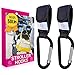 GOBAMBINOS Stroller Hooks for Diaper Bags - Set of 2, Velcro Straps and Carabiners, Holds 50 lb, 6.7” - Hands-Free Storage for Baby Backpacks, Purses, Limited Deal