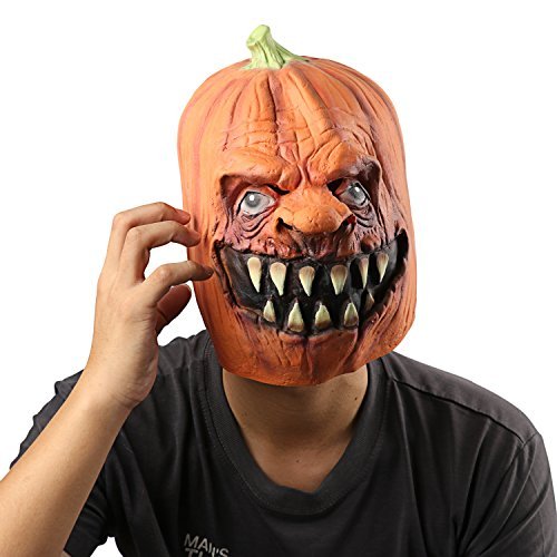 Pumpkin Head Mask,Monstleo Novelty Halloween Costume Party Latex Mask for Masquerade/Birthday Parties,Gifts,Carnival,Christmas
