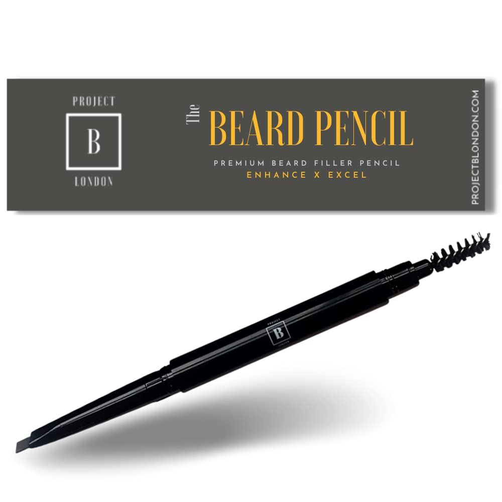 PROJECT B - Beard Filler Pencil Pen - Define Enhance Fill Beard Facial Hair Moustache - Natural Finish - Water Sweat Proof- Black -Brown (LIGHT BROWN)