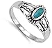 Sterling Silver Women's Simulated Turquoise Tribal Ring Polished 925 Band 9mm Sizes 4-11
