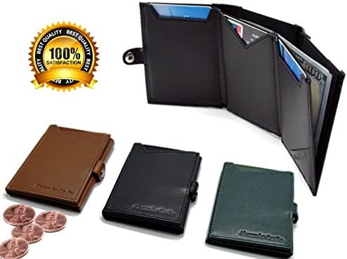 Credit Cards Wallet Trifold Leather Card wallet Slim Thin Credit Cards Holder Front Pocket Wallet Money Clip (coffee)