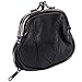 100% Leather Change Purse with Clasp Black #KO3W